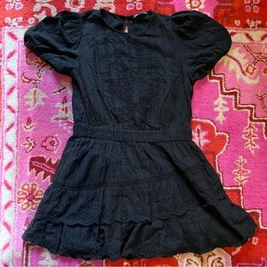 Zara Black Ruffle and Lace Puff-Sleeve Mini Dress, size Large